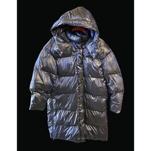 Fabletics Womens Navy Blue Oversized Puffer Coat With Hood Size Large CL01 Q